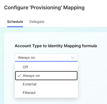 account type to identity mapping formula