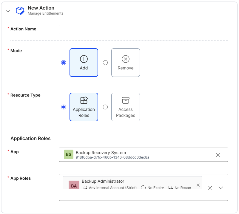 Manage Entitlement Action.