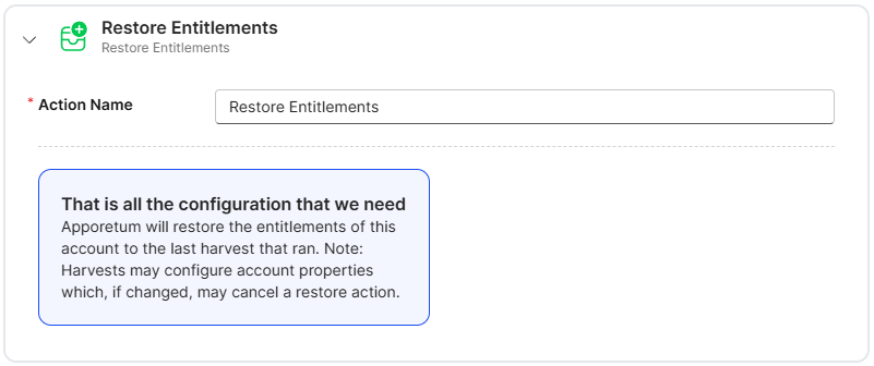 Restore Entitlement Action.