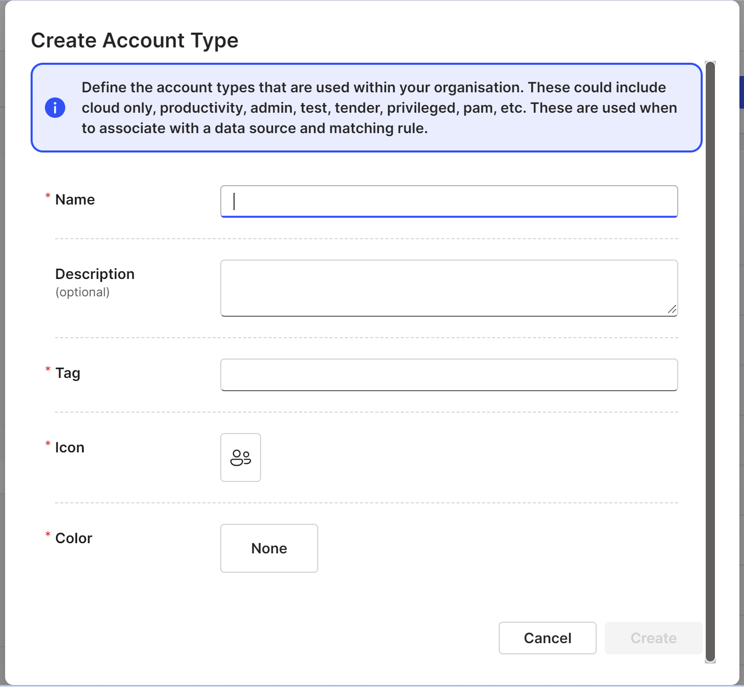 create account type