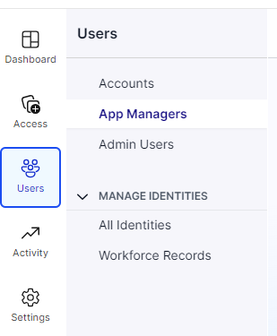 app manager tab at Users