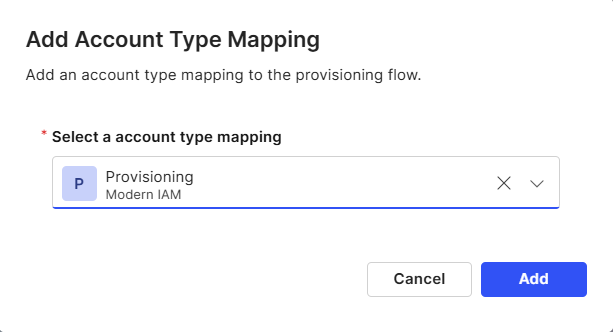 Select account type mapping